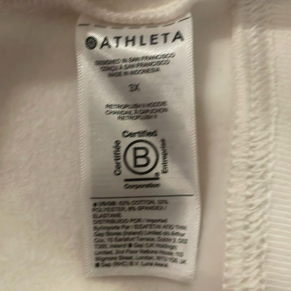 NWT Athleta Retroplush 11 Hoodie. 3X. Magnolia White - Picture 9 of 9